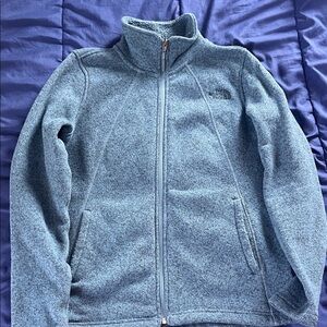 The North Face women’s blue slate crescent fleece zip up jacket medium